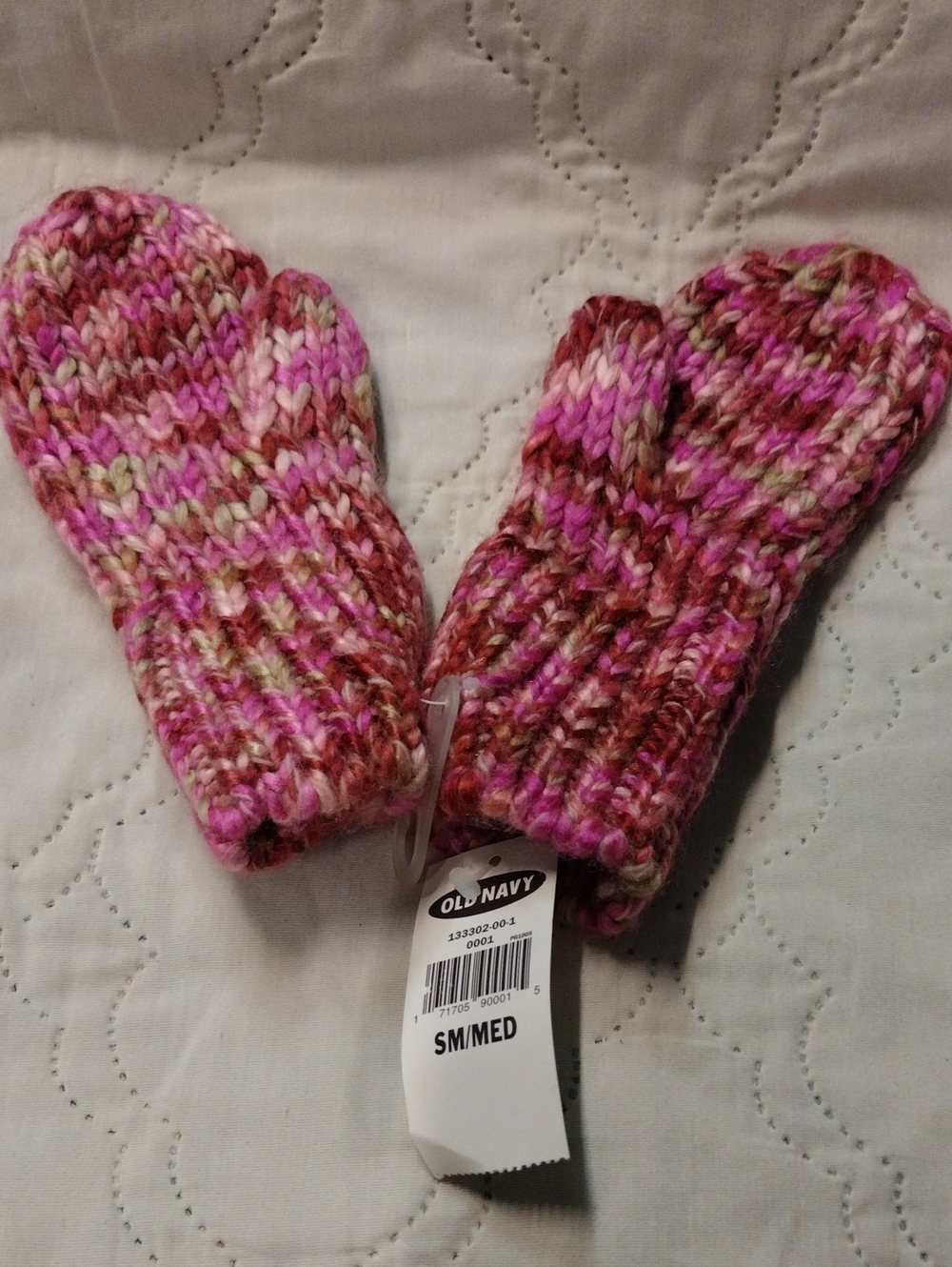 Old Navy Pink and Brown Marled Knit Mittens